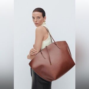 Elegant Faux Brown Leather Tote Bag